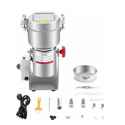 Electric Grain Mill Grinder, 1000g/2.2 lbs High-speed 30000r/min Food Grinder, 110V 3600W Countertop Grain Mill for Dry Spice Herbs Grains Coffee Rice Pepper (1000g) - size: 1000g