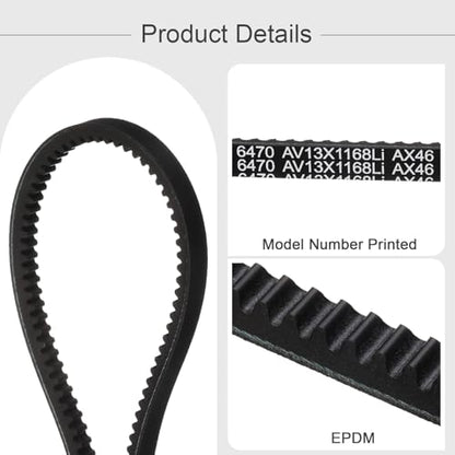 uxcell AX46 EPDM V-Belt, Raw Edge Cogged Industrial Rubber V Belt 1/2" Width x 46" Inside Circumference - size: AX46