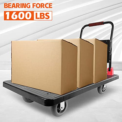 Foldable Platform Truck, 1600 LBS Push Cart with Five 6'' Wheels, 43" x 25" - color: 1600lbs