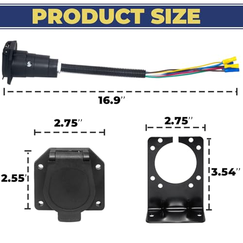 BFXM 7 Pin RV Trailer Light Connector Socket 7 Wire Electrical - color: 7 PIN