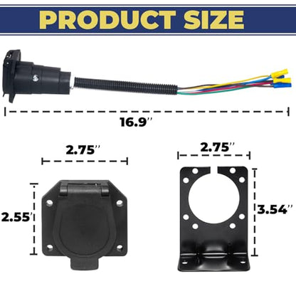 BFXM 7 Pin RV Trailer Light Connector Socket 7 Wire Electrical - color: 7 PIN