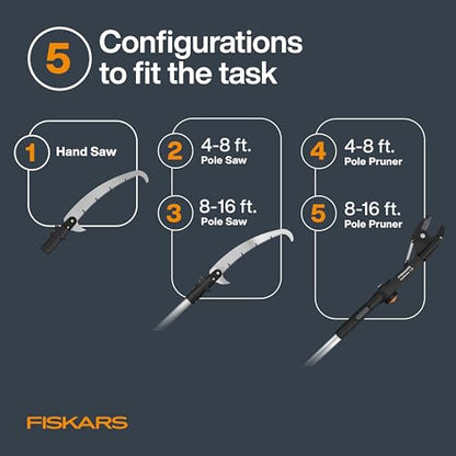 Fiskars 4-16 Ft XtendControl Extendable Pole Saw & Tree Pruner Modular Set - style: 16' Pruner Saw Kit