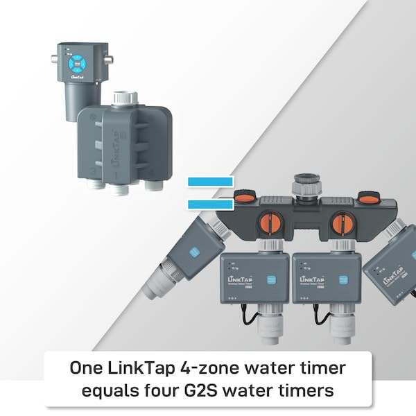 LinkTap Q1 4-Zone Wireless Water Timer & Gateway, Equals Four G2S Smart Hose Timers - size: Q1 timer+gateway