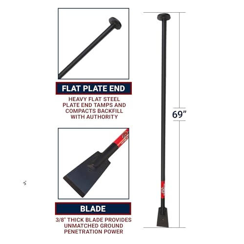 Bully Tools Steel Tamping and Digging Bar, 3/8 in Thick Blade