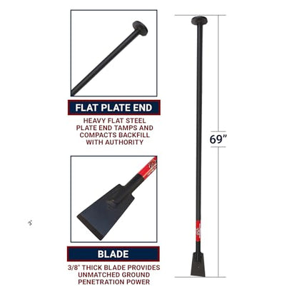 Bully Tools Steel Tamping and Digging Bar, 3/8 in Thick Blade