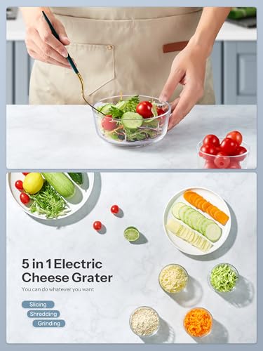 Electric Cheese Grater, Reemix 5 Multi Blade Cheese Shredder Salad Maker