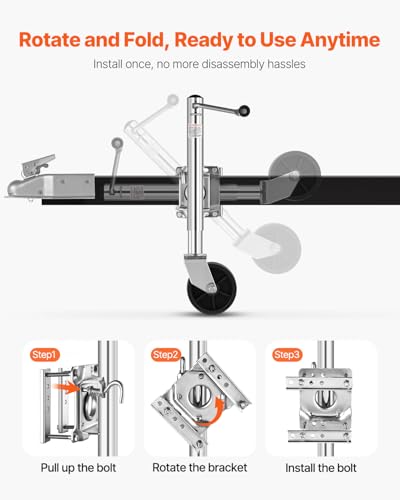 VEVOR Trailer Jack with Wheel, 1000 lbs Load Capacity, Heavy Duty Swivel Boat Trailer Jack with PP Single Wheel & Ergonomic Handle, 10-inch Lift, Fit for RVs, Boats, Horse Trailers, Utility Trailers - size: 1000lbs Upgraded (10-inch Lift)
