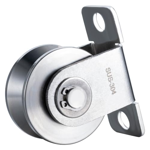 Cable Pulley 48MM Wheel Wall Mount, Bearings Inside, Stainless Steel V Type Rope Pulley for Pulley System, Sliding Gate 1Pcs - style: V Type