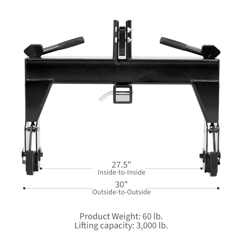 3 Point Quick Hitch for Category 1, Universal Heavy Duty 3pt Quick Hitch Attachment with 2" Receiver for Small & Compact Tractors, 3000 LB Capacity & Adjustable Bolt