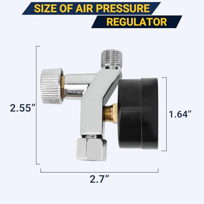 Air Adjusting Valve Regulator with Gauge, 1/4" NPT, 0-180 PSI for Air Tools