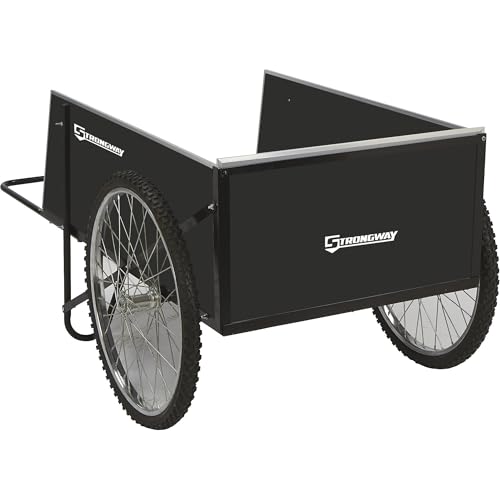 Strongway Garden Cart, 400-Lb. Capacity, 48in., 14 Cu. Ft. 48in.L x 29in.W | High-volume yard hauling, Stable two-wheel movement, Lawn/farm/property use, Durable outdoor operation, Easy unloading