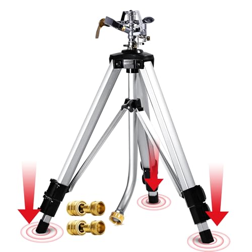 YAMATIC 18-36in Adjustable Impact Sprinkler with 3/4" Brass Quick Connects - color: Zinc Sprinkler, size: 1 Pack