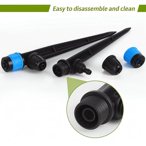 Drip Emitters for 1/4" Drip Irrigation Tubing 25 pcs Adjustable 360 Degree Fan Shape Water Flow Irrigation Drippers with Lock Barbed Irrigation Drip Heads Drip Spray Emitters for Flower Plants Garden - size: 25 Pcs Drip Emitters Vortex with Lock Barb