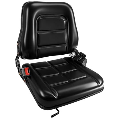Universal Forklift Seat/Tractor Seat - Compatible with Forklifts, Tractors, Zero-Turn Mowers, Skid Steers, Telehandlers, Backhoes, Excavators -Safety Belt, Adjustable Backrest,Sliding Rails, Black - size: (L:6.7"-11.2"/W:9"-13")