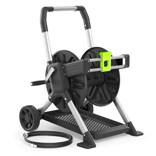 Upgrade Garden Hose Reel Cart, Holds 200 Feet of 5/8-Inch Hose, Hose Reel Cart With Effort-saving Hand Crank,Freestanding Water Hose Reels for Outside Garden Lawn Yard Outdoor - size: 175 FT