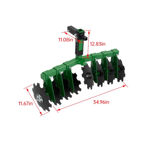 WUTIST 35" Disc Harrow Plow Attachment Green Compatible with All ATV, UTV - color: Black+Green