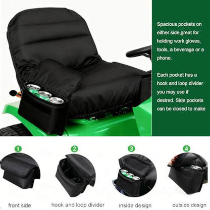 Lawn Tractor Seat Cover Compatible with Husqvarna,Zero Turn Riding Mower - color: Black, size: Large