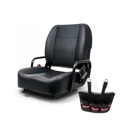 Universal Forklift Tractor Seat Suitable for Forklifts, Tractors, Excavators Fitted with a Seatbelt and Side Cup Holders, Black