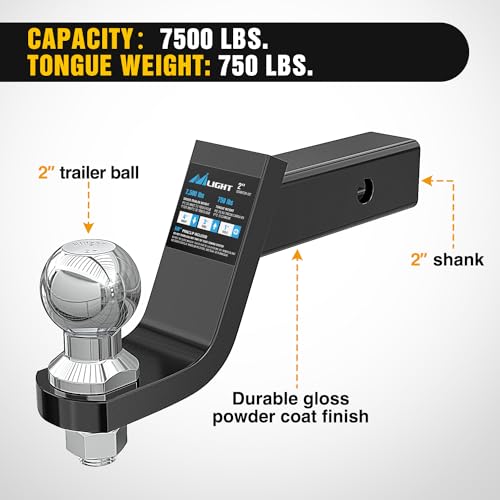 Nilight Trailer Hitch Ball Mount Fits 2" Receiver with 2" Ball 4" Drop - size: 2" Ball & 4" Drop