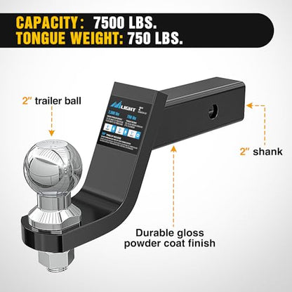 Nilight Trailer Hitch Ball Mount Fits 2" Receiver with 2" Ball 4" Drop - size: 2" Ball & 4" Drop