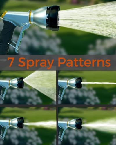 Heavy Duty Metal Garden Hose Nozzle with 7 Spray Patterns
