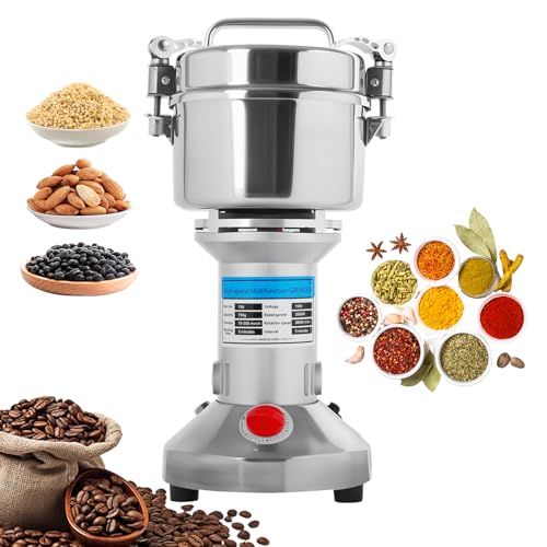 Grain Mill Grinder 750g, 2000W High Speed Electric Grain Grinder, 25000 RPM Stainless Steel Dry Food Pulverizer for Grains, Spices, Herbs, Coffee, Rice, Corn, Seeds, Home Commercial Use - size: 750G