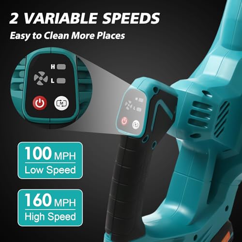20V Leaf Blower Cordless, 480 CFM 160 MPH Battery Powered Leaf Blower - color: Blue