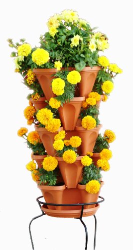 5 Tier Stackable Strawberry, Herb, Flower, and Vegetable Planter - Vertical Garden Indoor/Outdoor