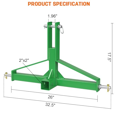Green 3 Point Hitch Receiver Quick Hitch Compatible for Category 1 Tractor