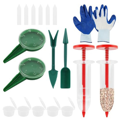 Seed Planter Kit Mini Dispenser Sower Dibber Widger 7pc Set