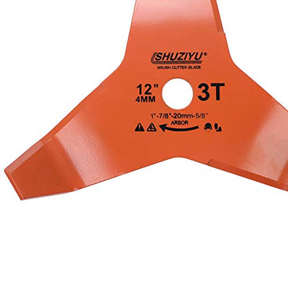 12", Thickness 4MM-3T Bend, Arbor 1" with 7/8"-20-5/8" Washer, Weed Eater Blade, Heavy Duty Brush Cutter Blade, Steel Blade. Suitable for All Brand of Brush Cutter - size: 12" 3T