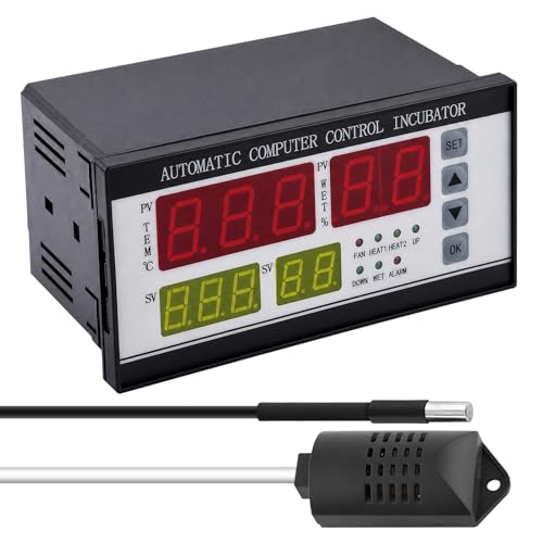 Multifunctional Automatic Incubator Thermostat Temperature Humidity Controller for Eggs Black