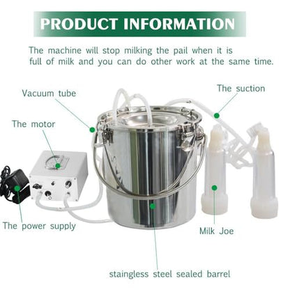 7L Goat Milking Machine,Rechargeable & Adjustable Suction Electric Milker - size: 7L Goat Battery