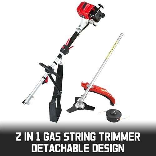 PowerSmart 25.4cc Gas Weed Wacker, 2-in-1 String Trimmer/Edger 16-Inch with 10-Inch Brush Cutter for Grass Cutting, 2025 Version