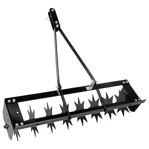 35-Inch Tow Behind Lawn Aerator | 200 LBS Heavy Duty Weight Tray Soil Penetrator | Upgraded Double Rod Pull Behind Spike Aerator | Galvanized Star Steel Tines for Yard Farm