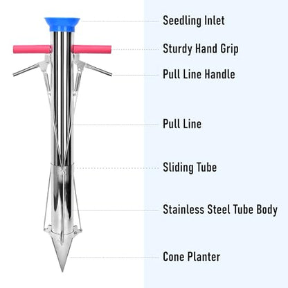 AIWFL Seedling Transplanter Long Double Handled Bulb Planter Tools - size: Double Handle Without Foot