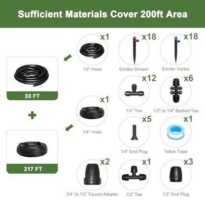 Drip Irrigation Kit for Garden, Quick-Connect Plant Watering System 250FT - size: 250FT
