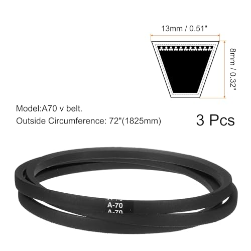 uxcell 3pcs A70 or 4L720 Classic Wrapped Rubber V-Belt, 70"(1775mm) Inside Circumference, A Profile V Belt - size: A70