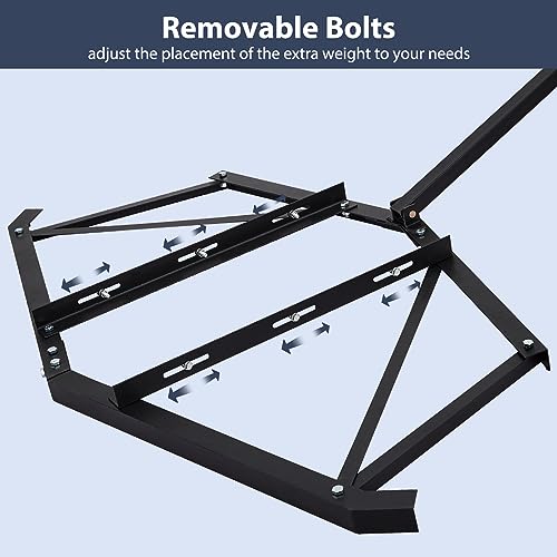 Garvee Heavy-Duty 74" Driveway Drag Grader, w/ 3 Sets Adjustable Bolts & 2 Reinforced Steel Bars, Tow-Behind Harrow with Pin Hitch, Least 100lbs - color: Black 74in
