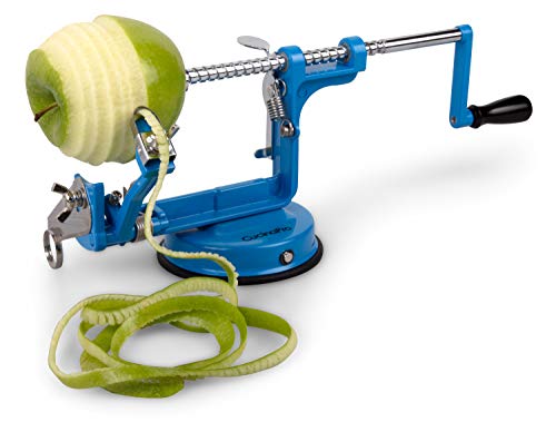 Apple Peeler and Corer, Durable Heavy Duty Chrome Cast Iron, Suction Base - color: Blue