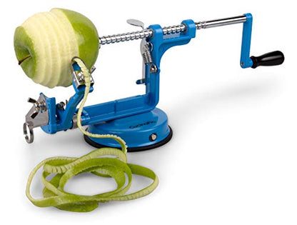 Apple Peeler and Corer, Durable Heavy Duty Chrome Cast Iron, Suction Base - color: Blue