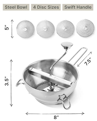 Hungry Artisan 4-Disc Food Mill for Jams, Purees & Silky Sauce