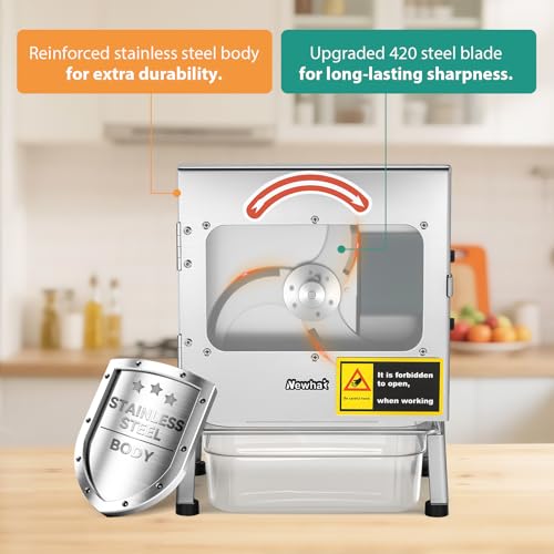 Newhai Commercial Veggie Slicer, with Conveyor Belt Cutter 200W 110V