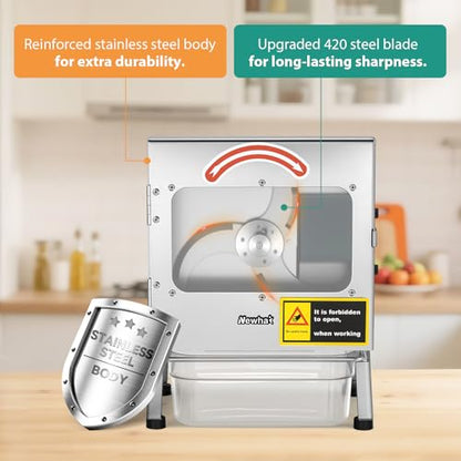 Newhai Commercial Veggie Slicer, with Conveyor Belt Cutter 200W 110V