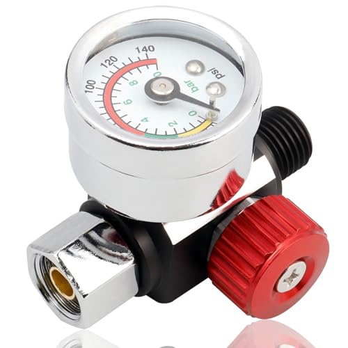 Yakamoz Paint Spray Gun Air Pressure Regulator with Gauge, G1/4"