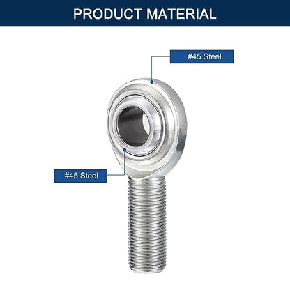 CM6 Rod End Bearing Heim Joints, 3/8 x 3/8-24 Right Hand Male Thread Heim Joint with Jam Nuts 2pcs - size: 3/8"