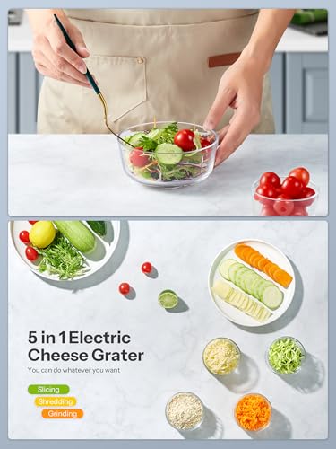 Electric Cheese Grater, Reemix 5 Multi Blade Cheese Shredder Salad Maker
