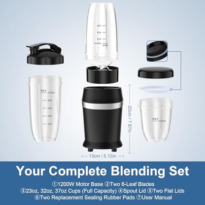 Colarlemo 1200W Smoothie Blender, Personal Kitchen Blender, Ice Crushing - color: Matte Black