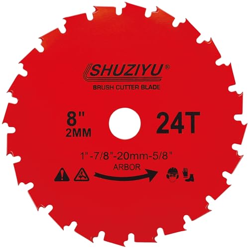 2-Pack, 8", 200x2.0mm-24T, Arbor 1" with 7/8"-20-5/8" Washer, Muching Blade, Brush Cutter Blade, Steel Blade. Suitable for All Brand of Brush Cutter - size: 8" 2PCS