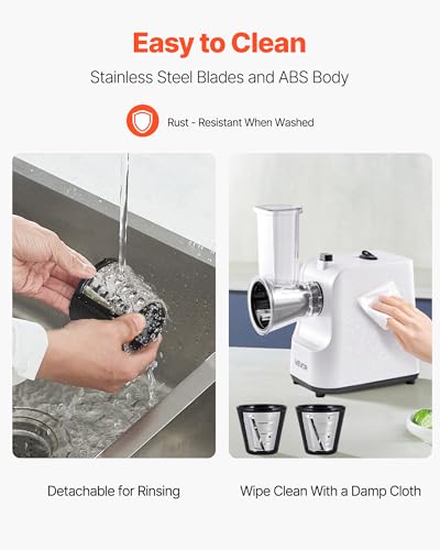 VEVOR Electric Cheese Grater Salad Maker, 200W Salad Shooter, Electric Vegetable Slicer Shredder Chopper for Fruits with 5 Attachments, Stainless Steel Food Cutter for Vegetables, and Cheeses - size: Electric-Salad-Stainless Steel